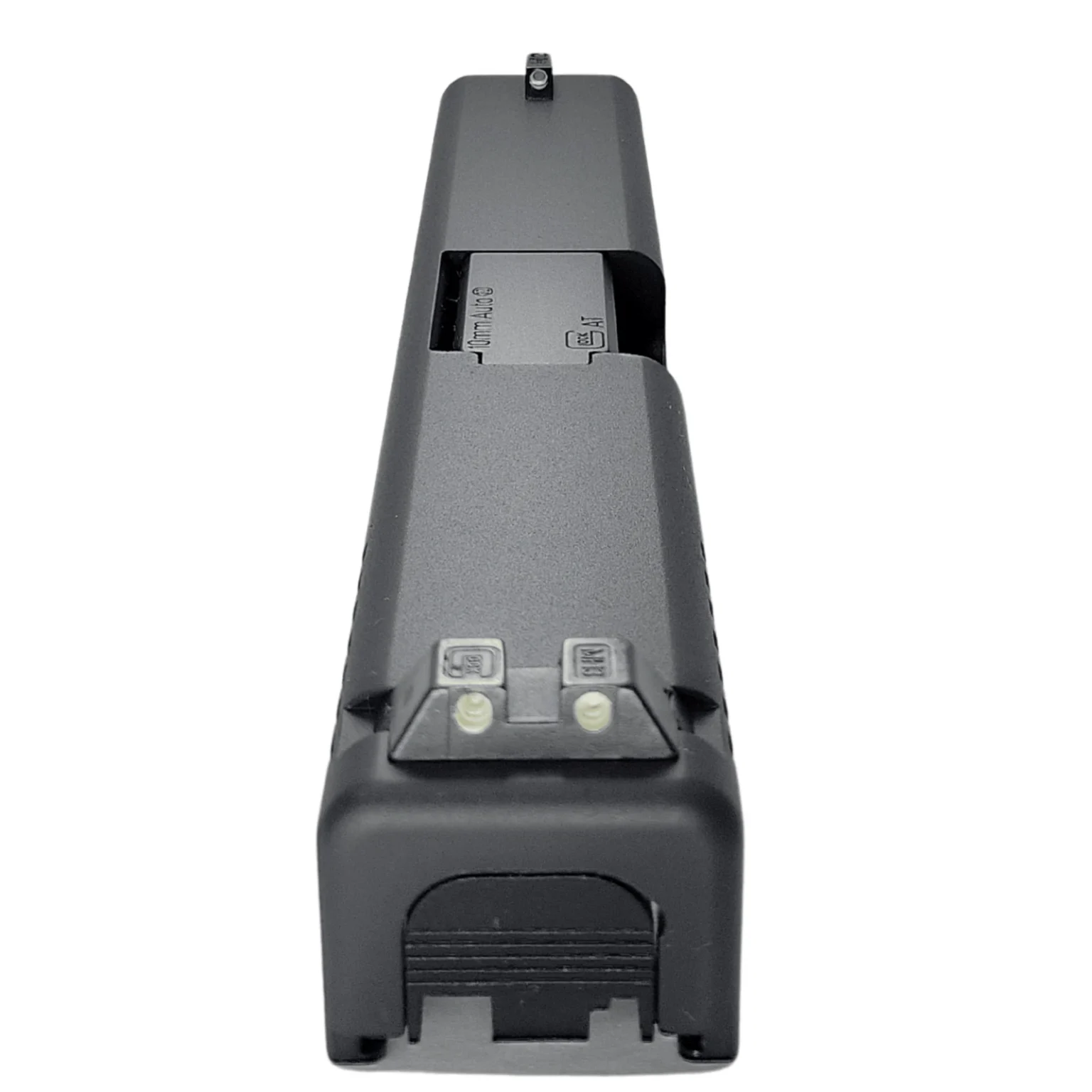 Custom Glock 20 Gen 4 slide milled for red dot optic with weapon light attached, on large frame 10mm pistol